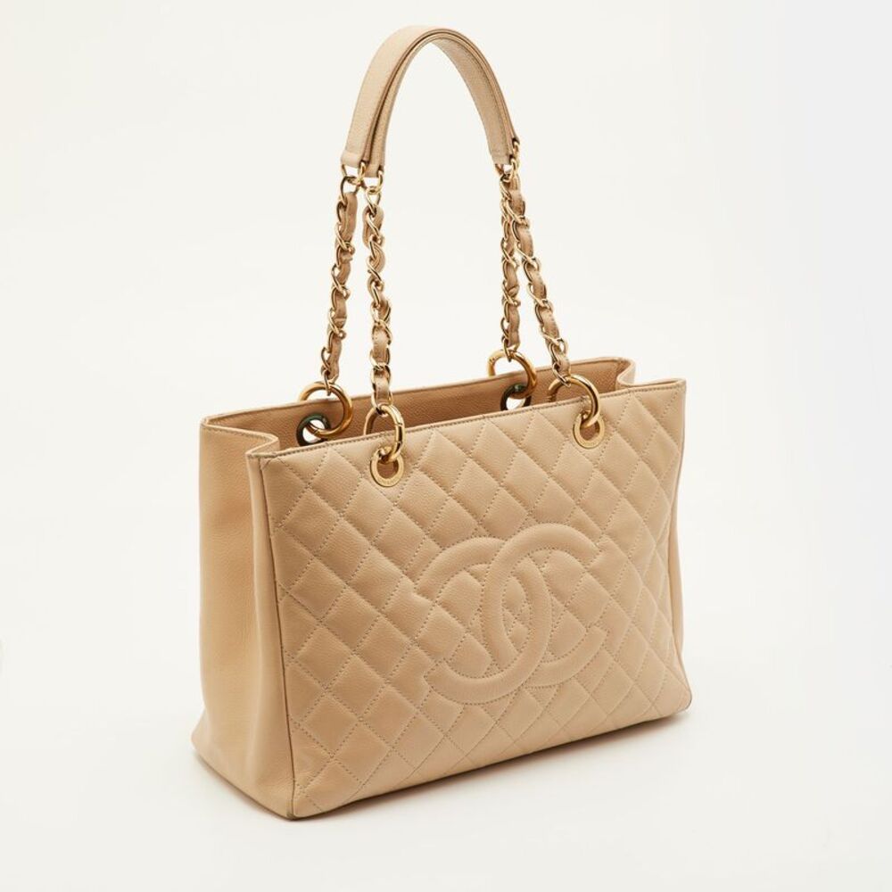 Chanel Gst Beige Quilted Caviar Leather Grand Shopping Tote - Picture 3 of 7